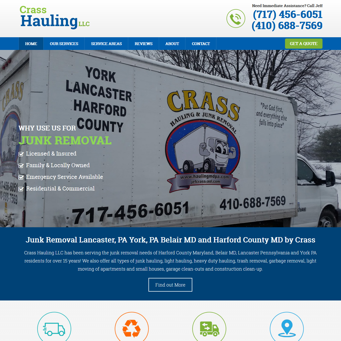 Crass Hauling moving website design 