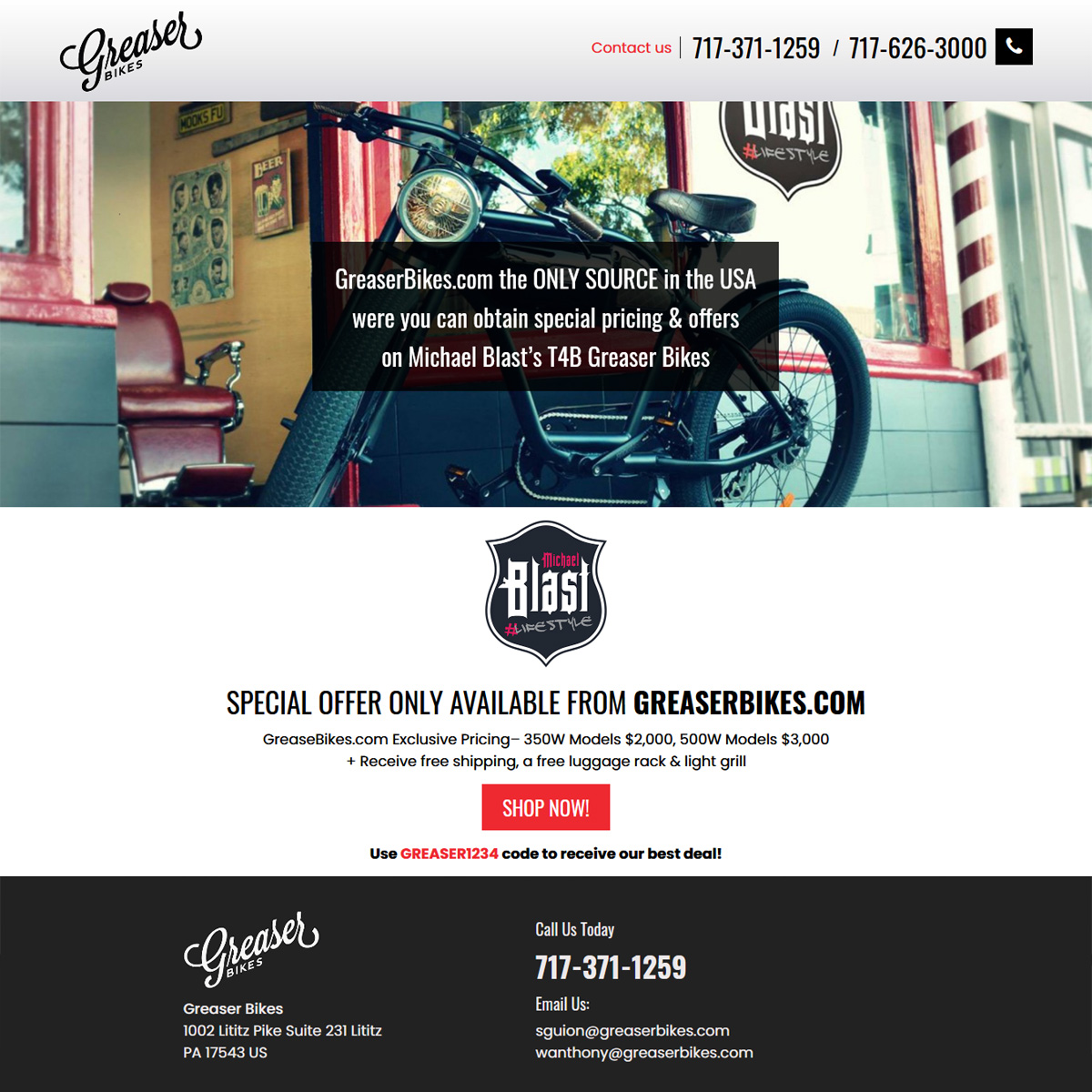 Greaser Bikes - electric bicycle website design 