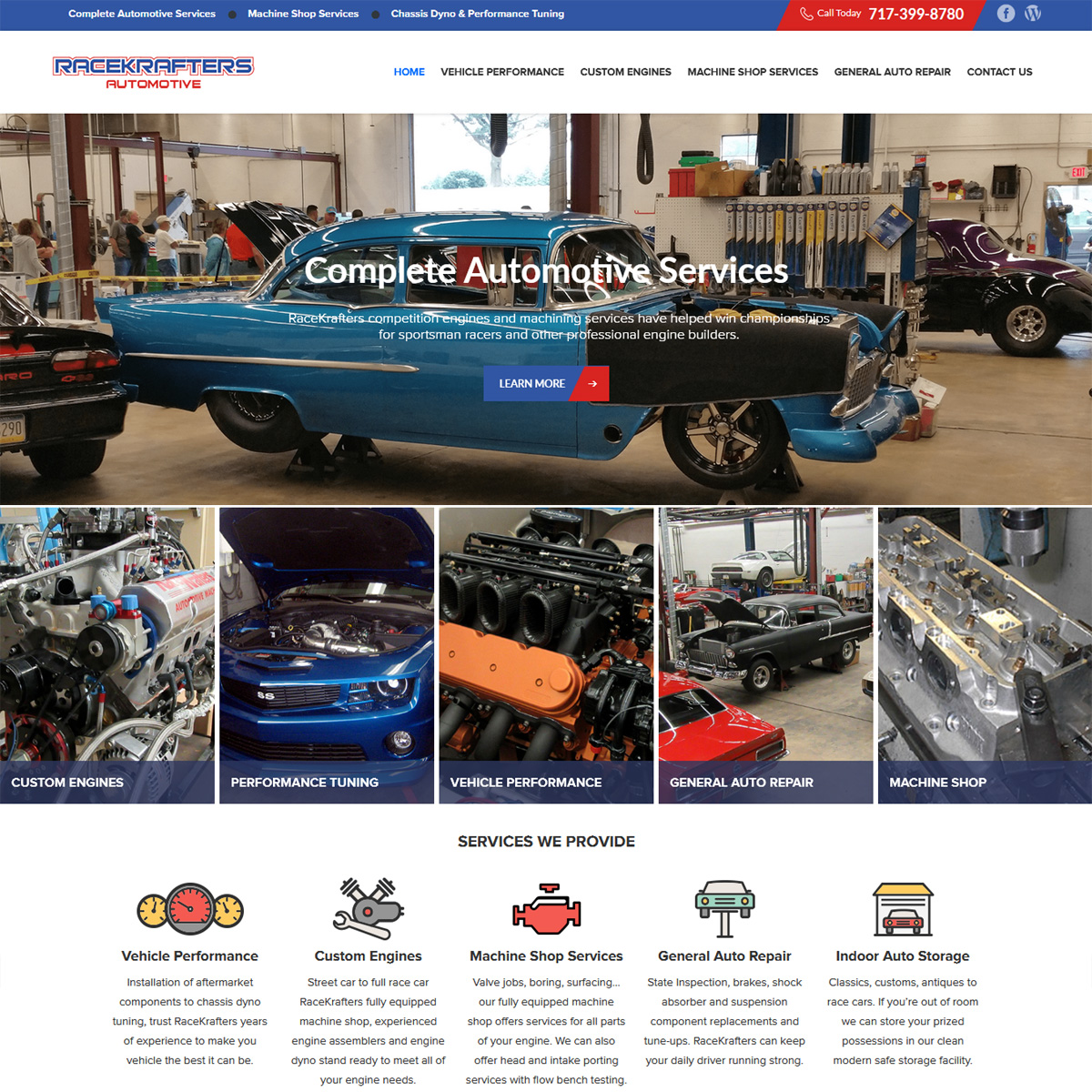 Race Krafters Automotive machine shop website design