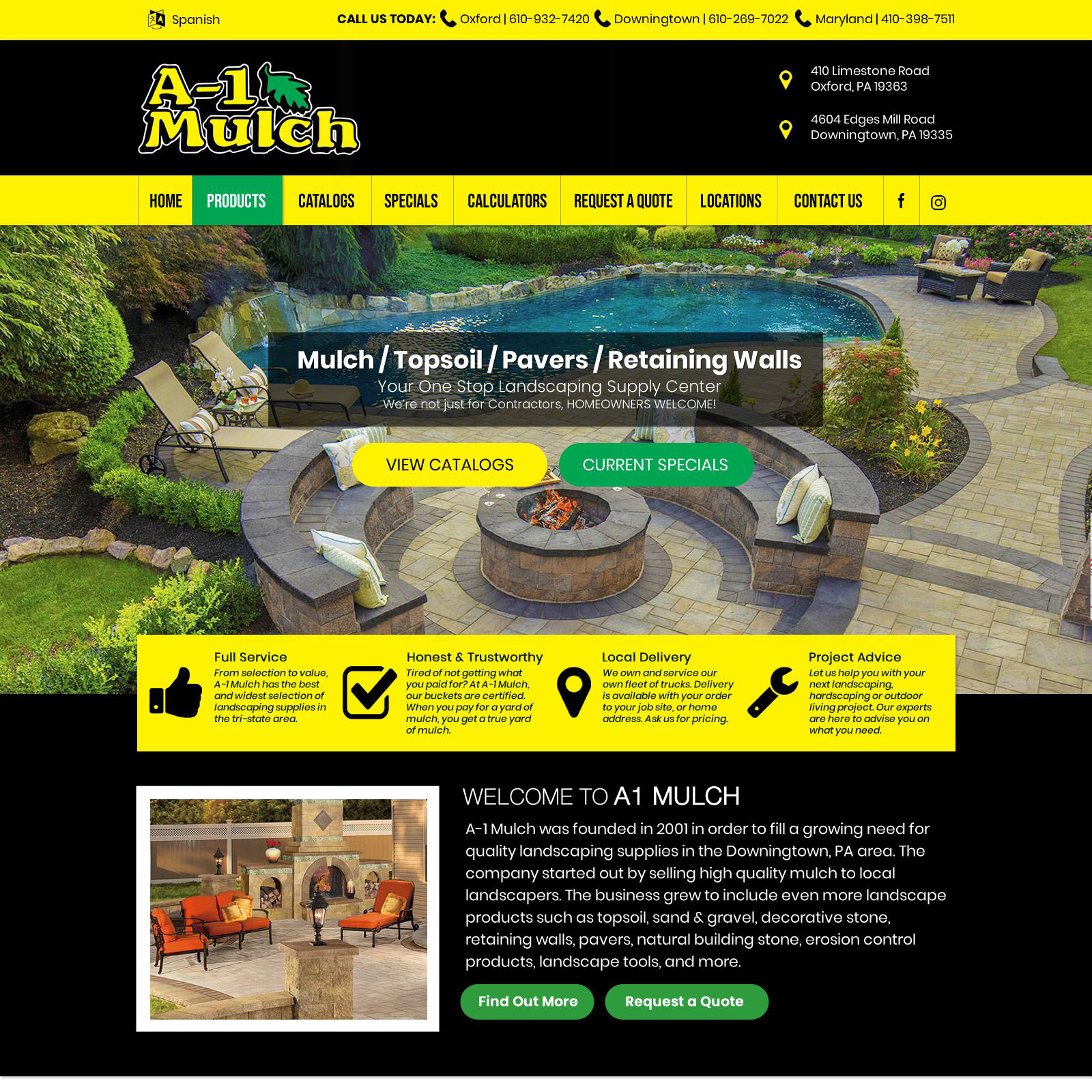 A-1 Mulch landscaping supply website design 