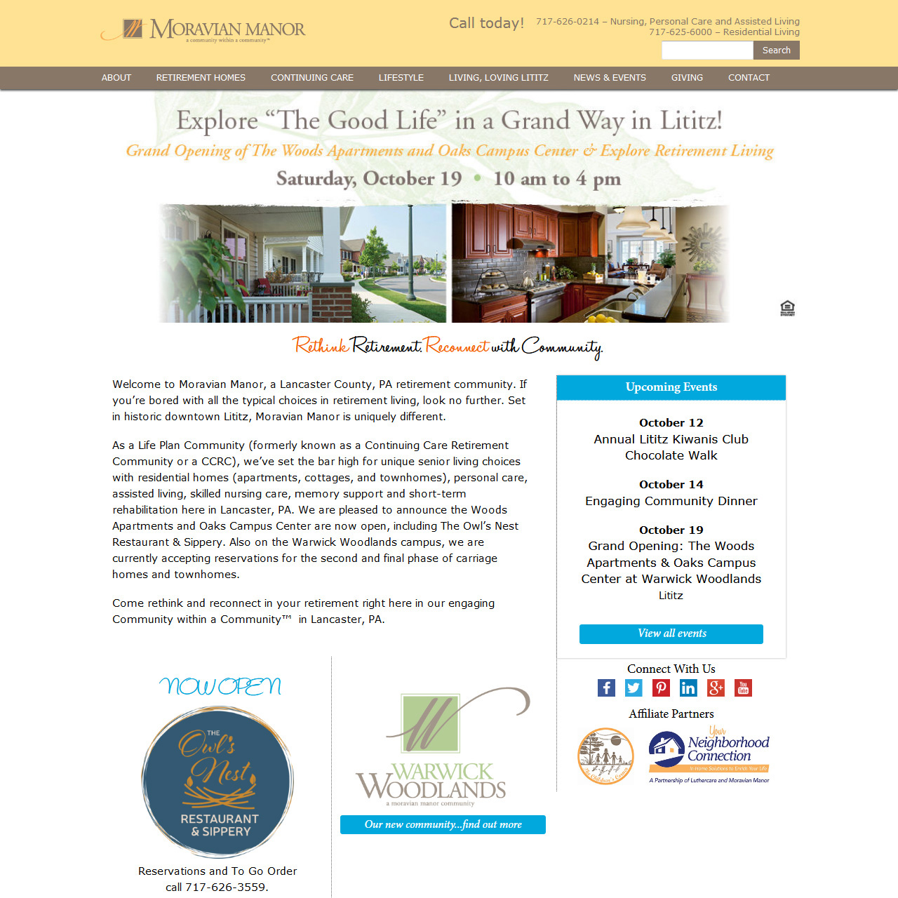 Moravian Manor Nursing Home website design
