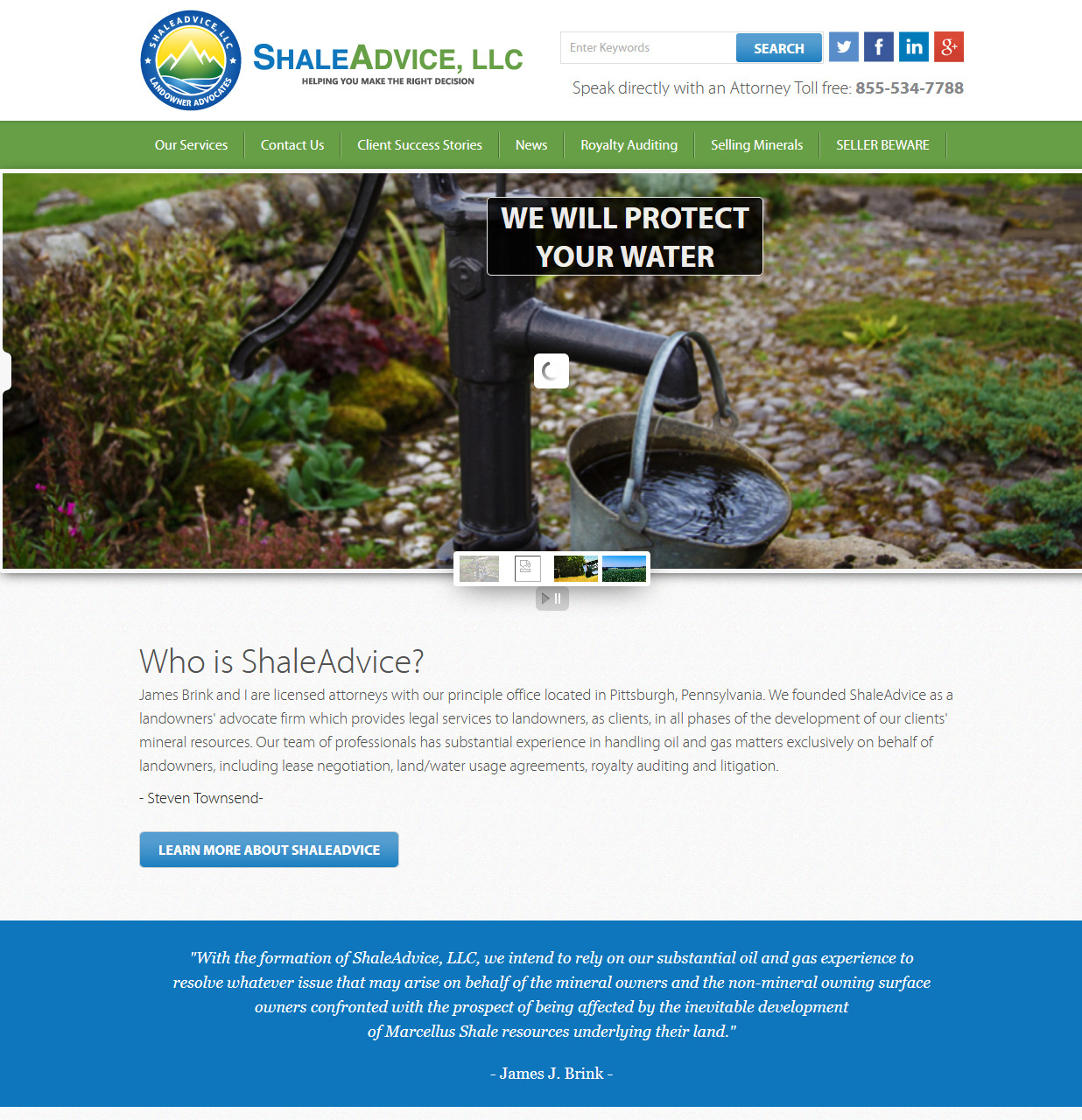 Shale Advice, LLC Lawyers website design