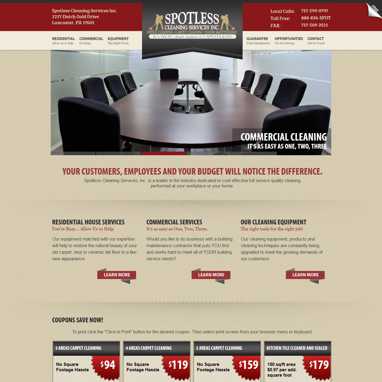Spotless Cleaning Services Inc. - Cleaning service website design