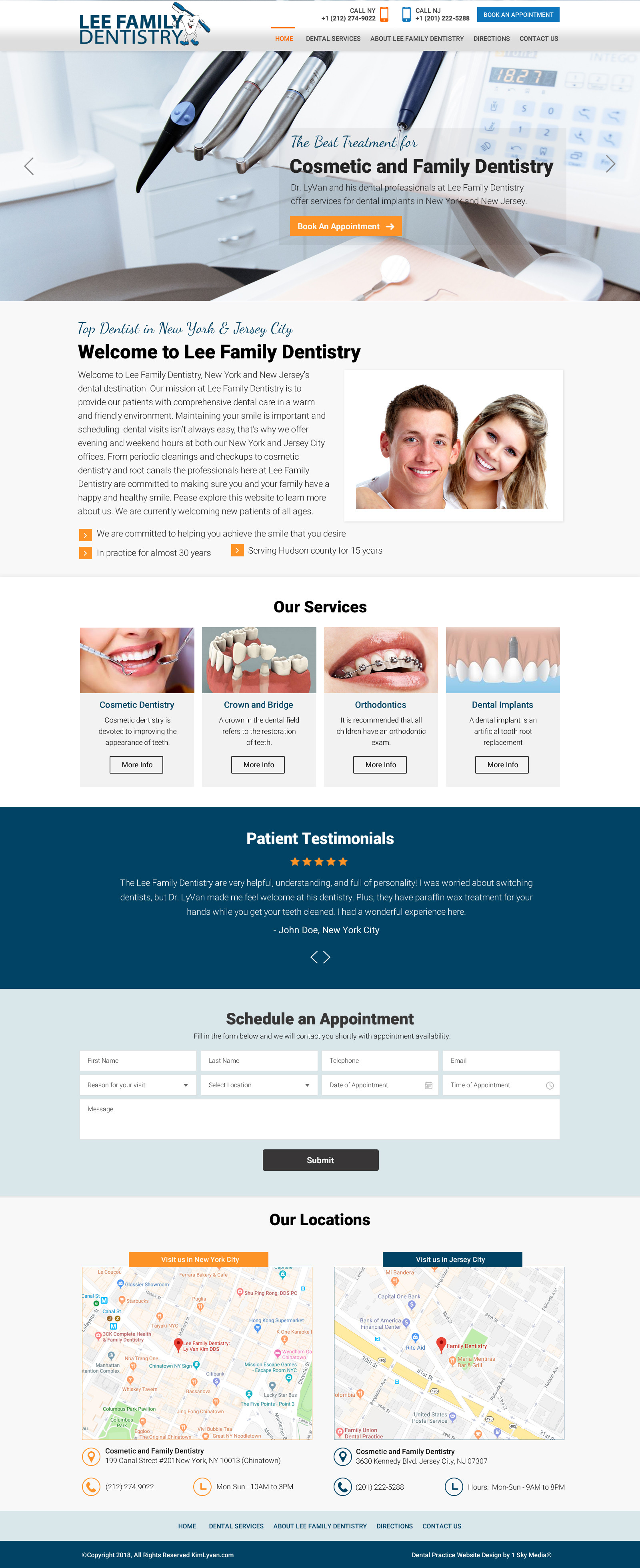 Lee Family Dentistry dentist website design