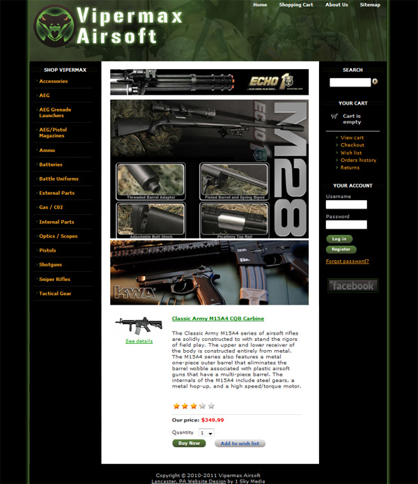 ViperMax Airsoft - airsoft products ecommerce website design