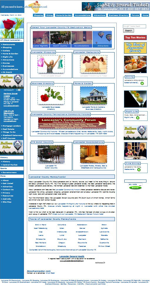 About Lancaster - community & businesses website design