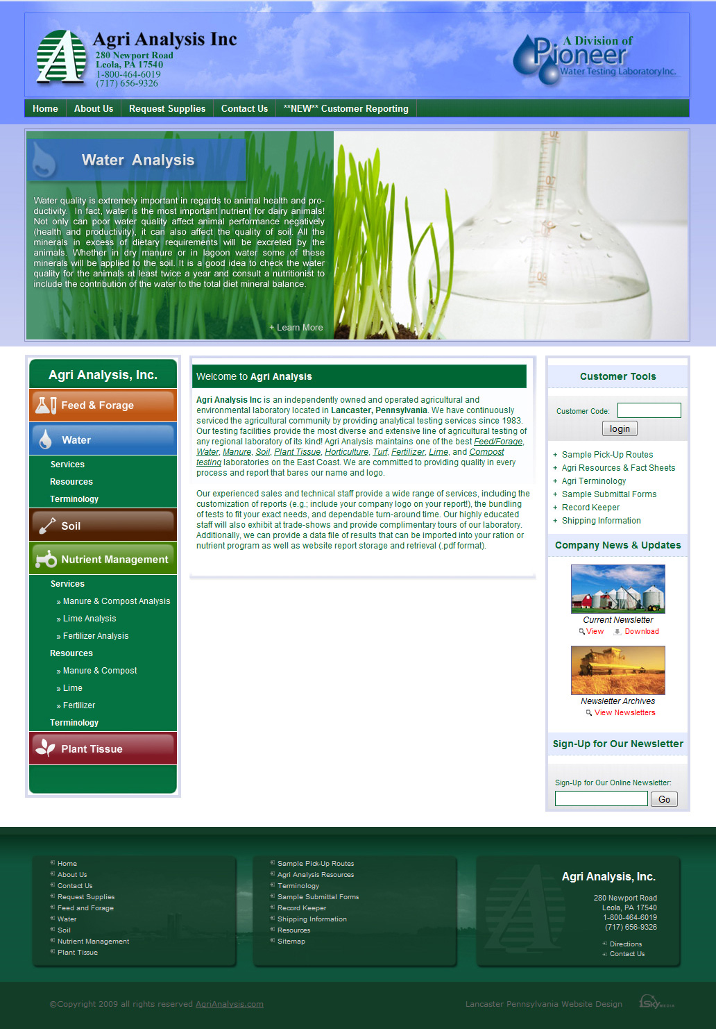 Agri Analysis Inc. -soil analysis company website design