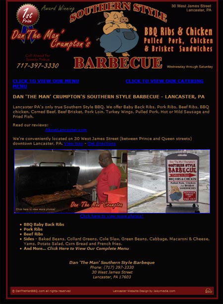 Southern Style Barbeque - restaurant website deign