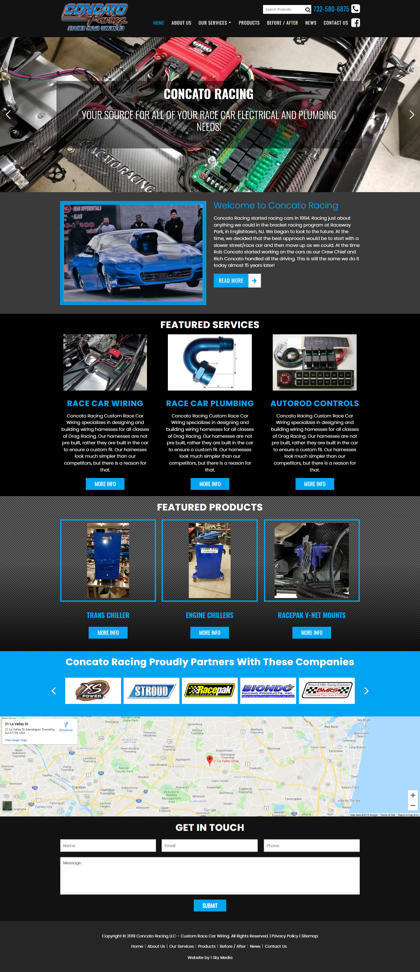 Concato Racing race care wiring and plumbing website design 