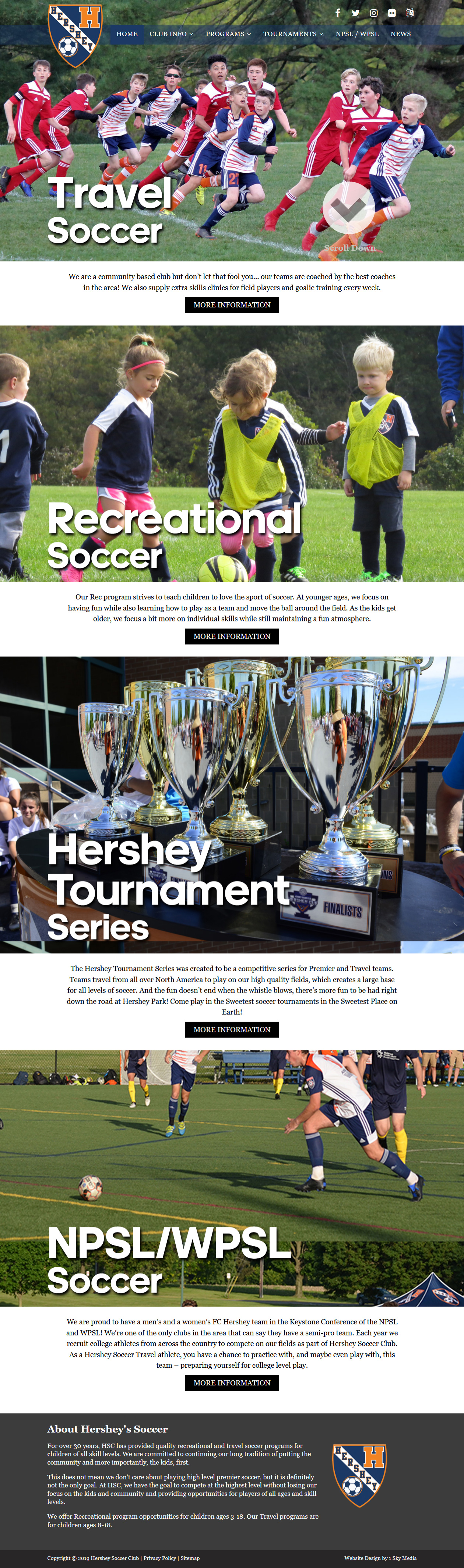 Hershey Soccer Club - soccer club website design