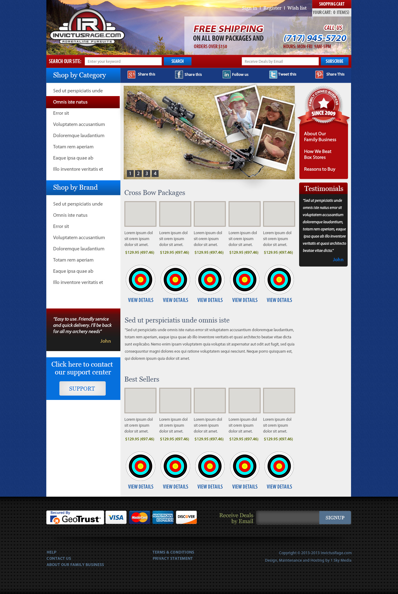 Invictus Rage Bow Hunting Supplies - hunting equipment website design