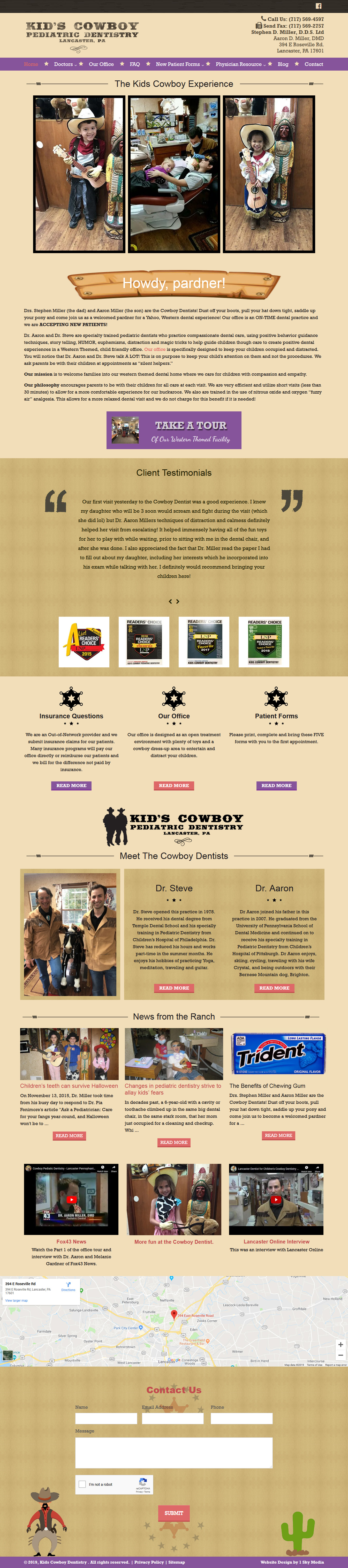 Kids Cowboy Dentistry - dentist website design