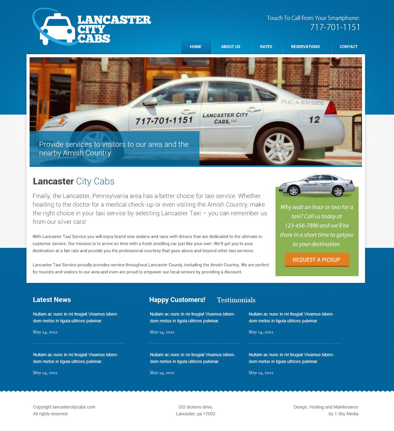 Lancaster City Cabs - cad company website design