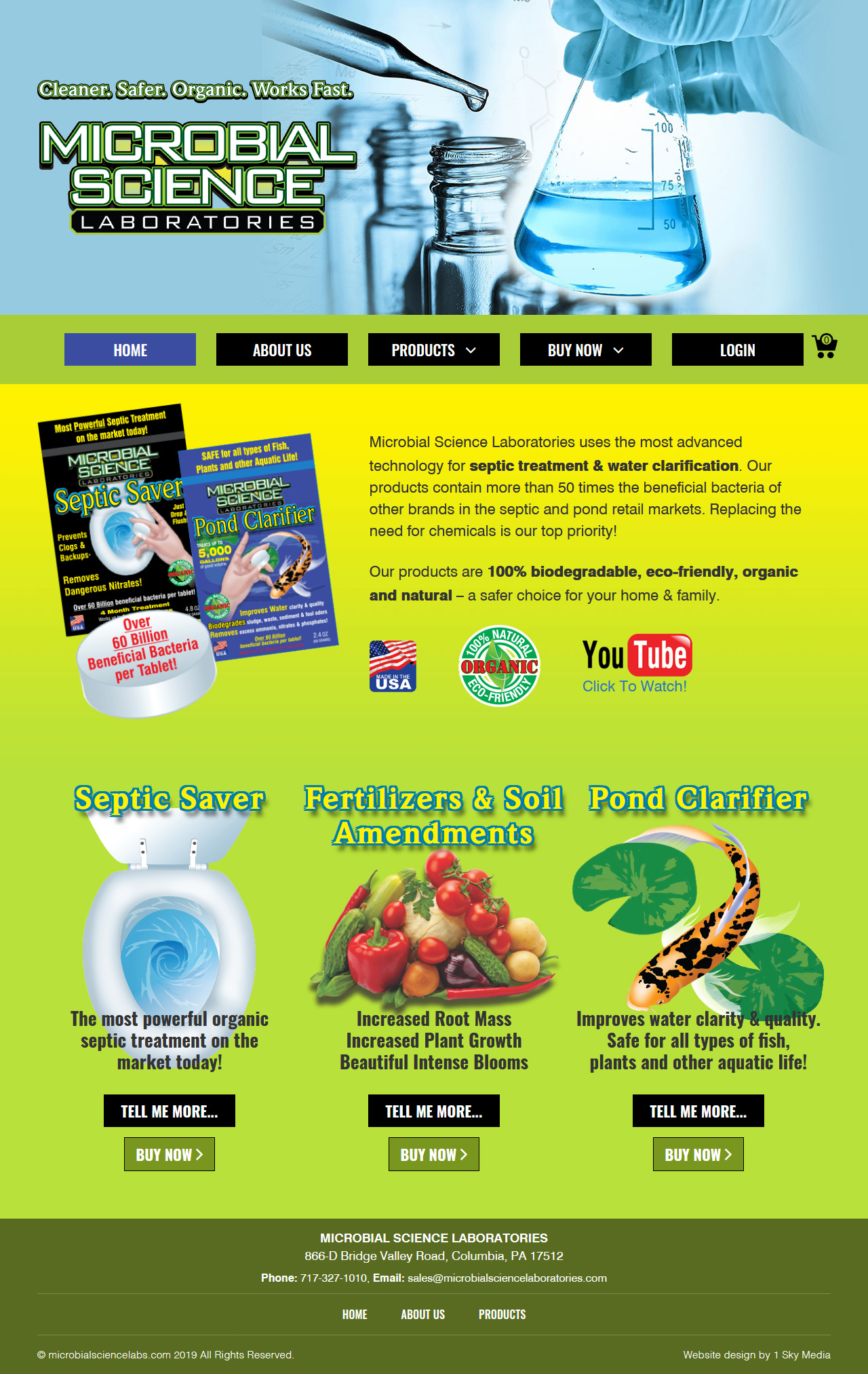 Microbial Science Laboratories septic treatment website design