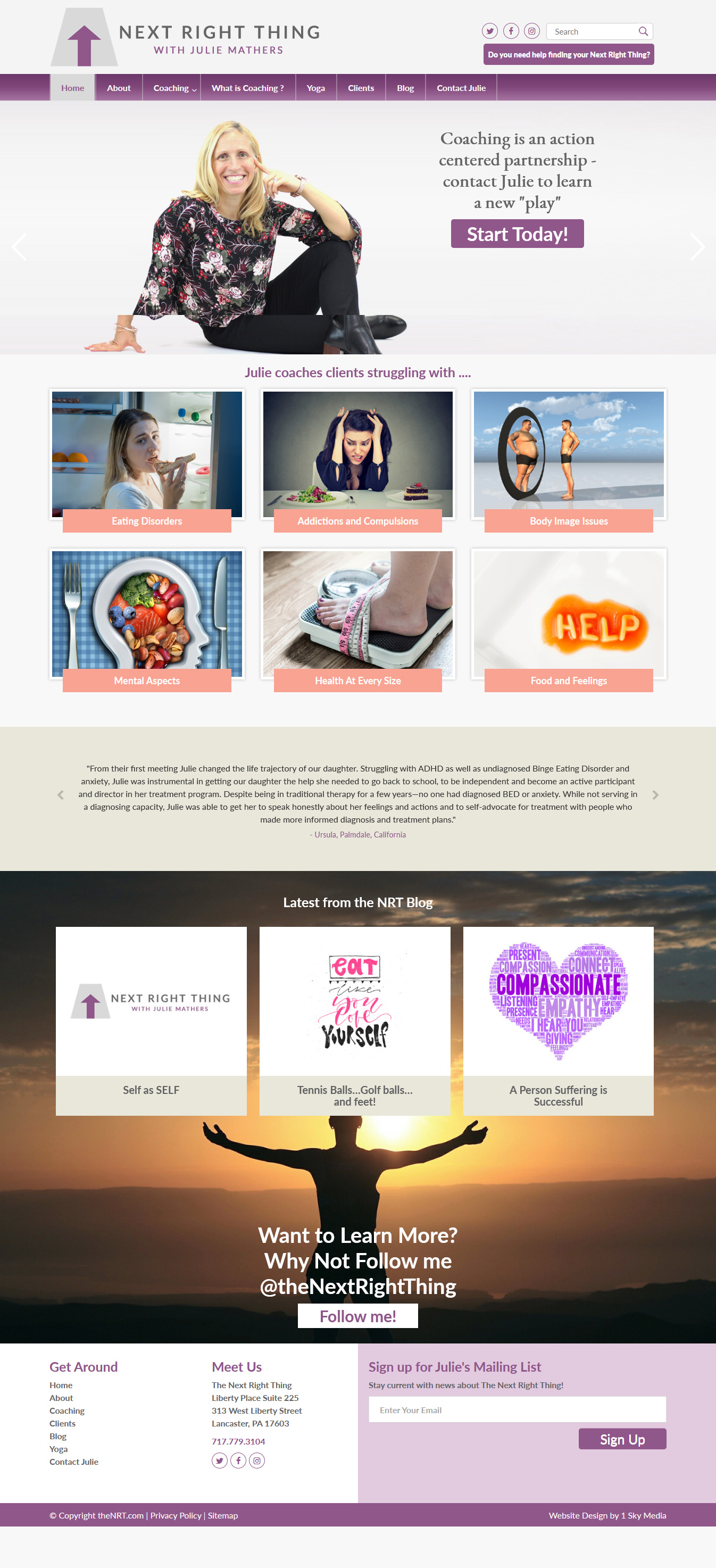 The Next Right Thing counseling website design 