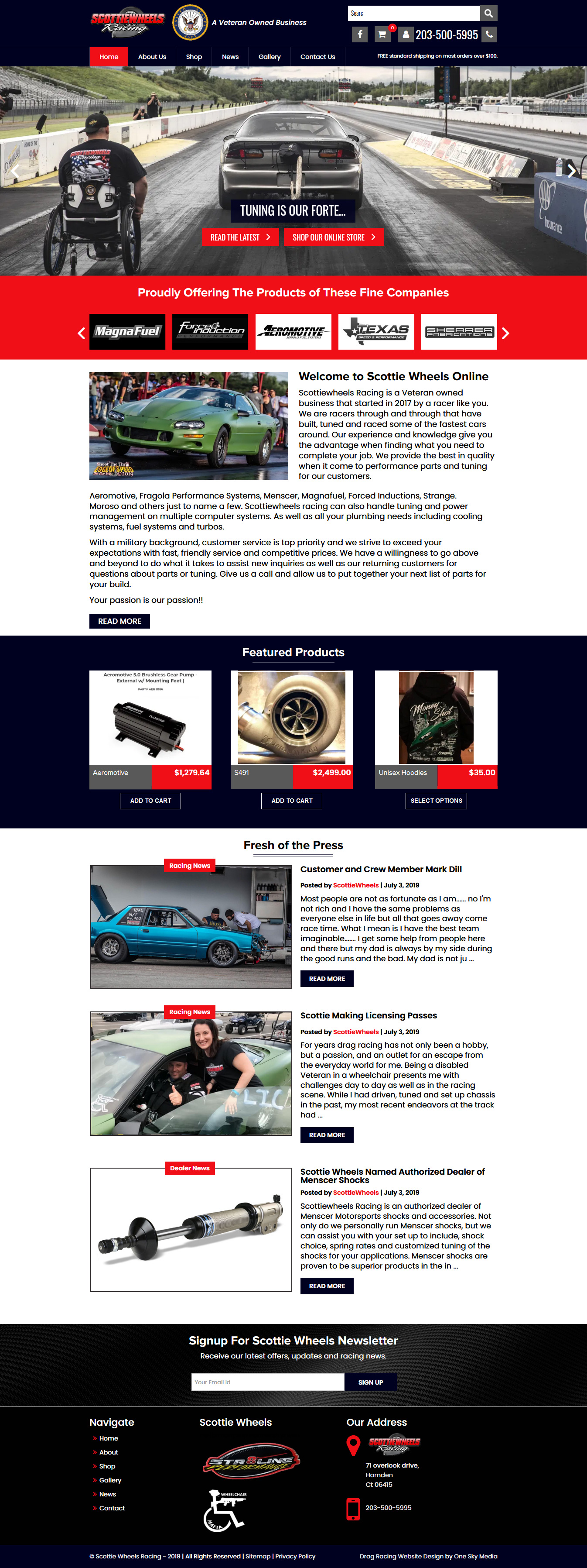 Scottie Wheels drag raging retailer website design 