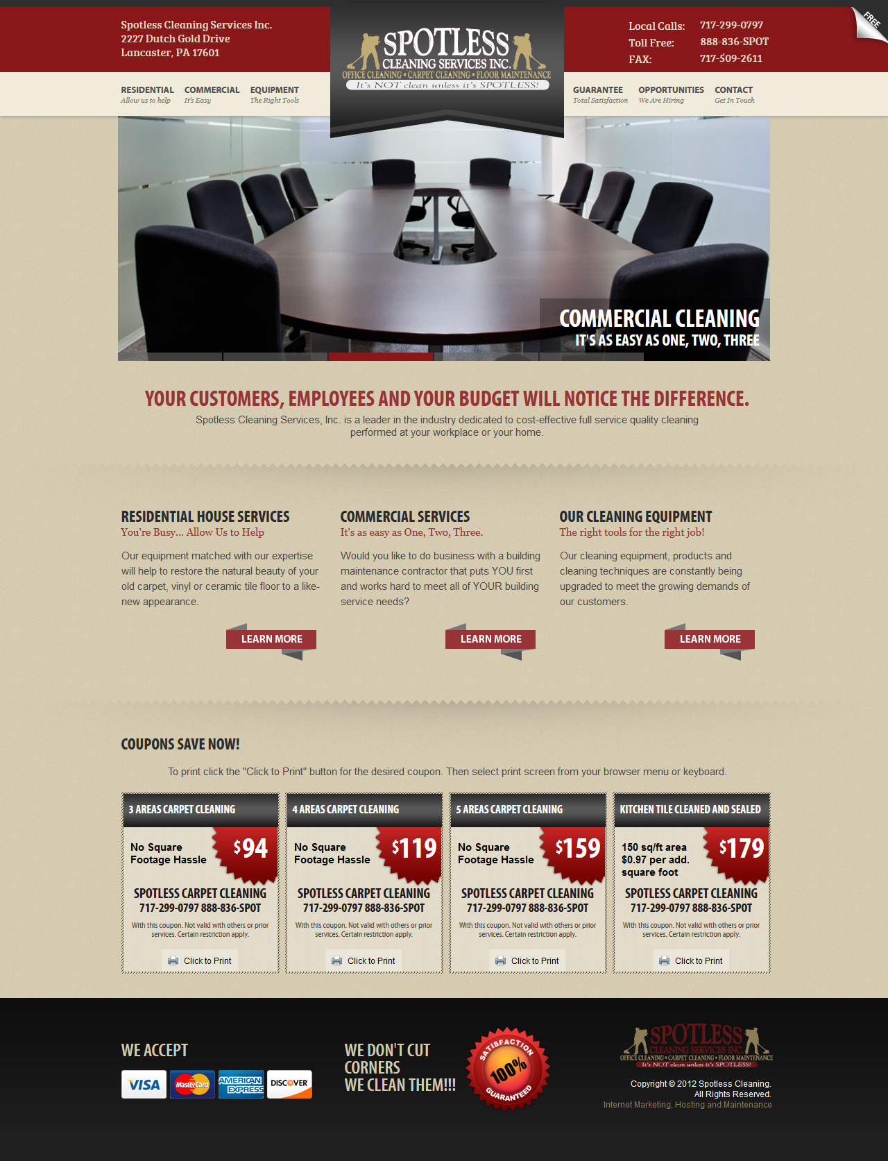 Spotless Cleaning Services Inc. - Cleaning service website design