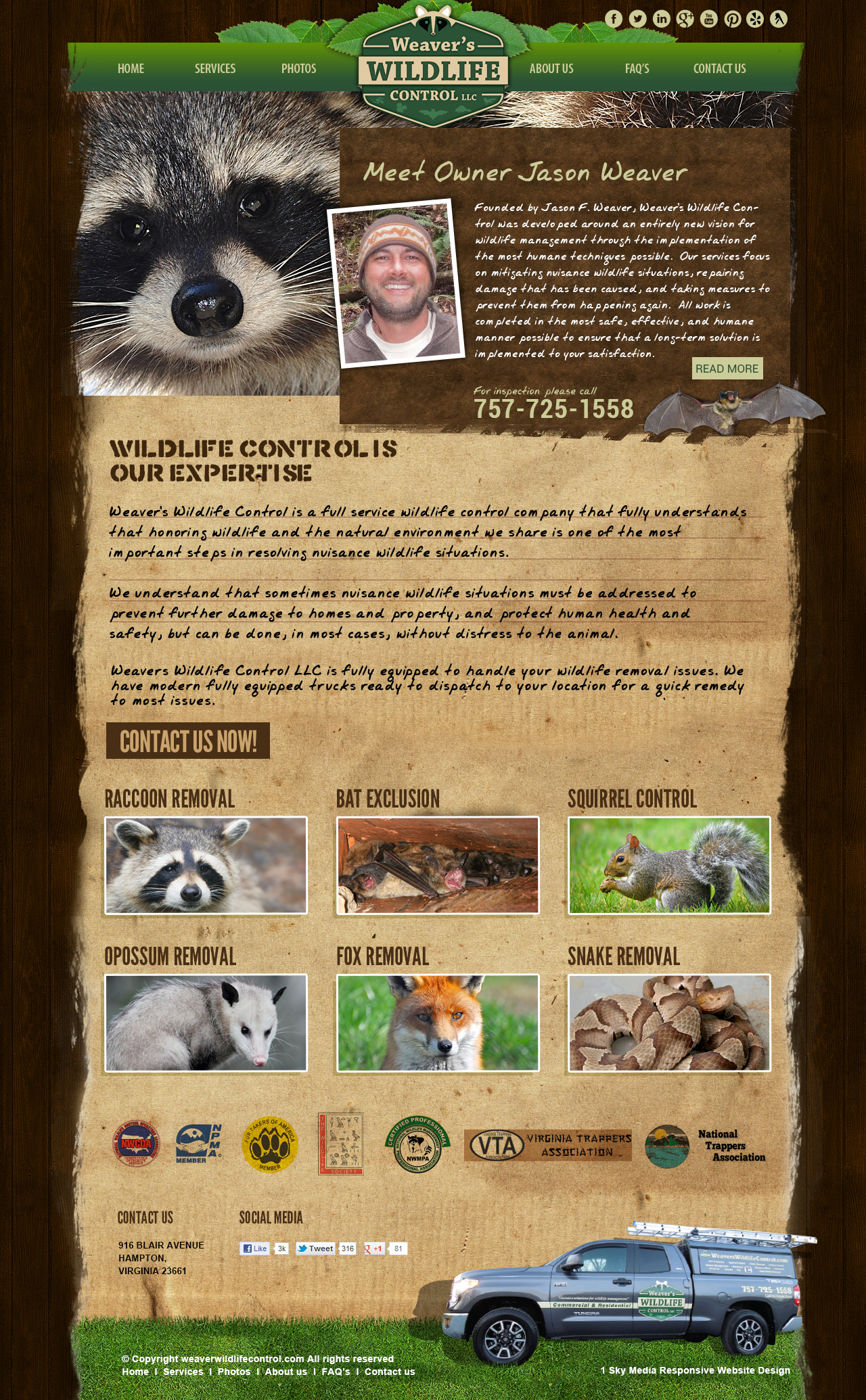 Weaver Wildlife Control - pest elimination website design