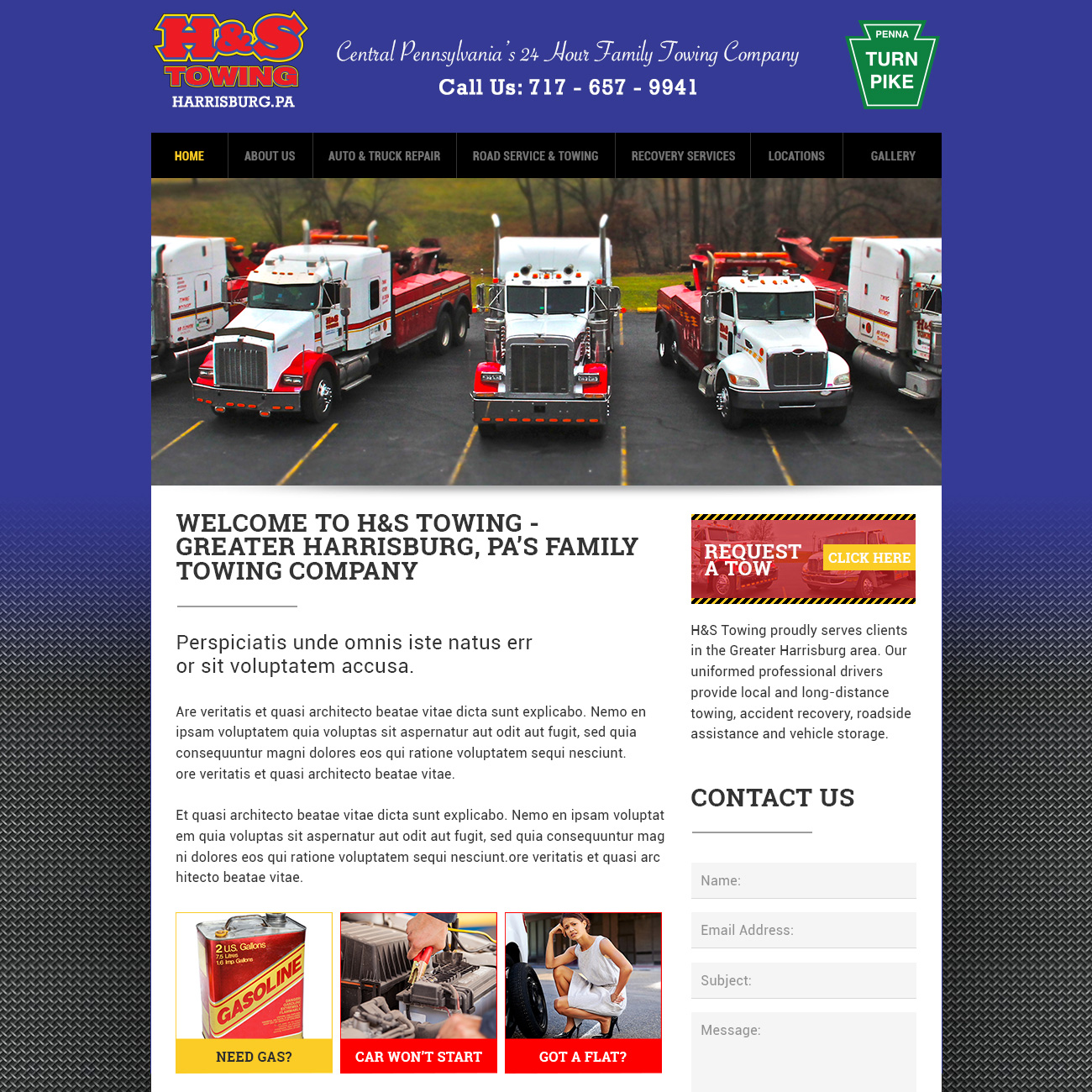 H & S Towing - towing company website design