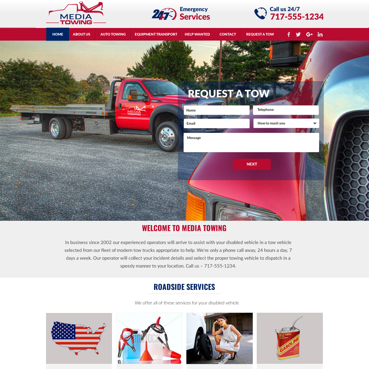 Turn Key Towing Website - inexpensive towing website design