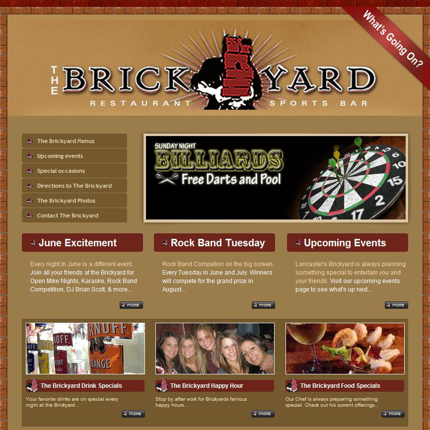 Brickyard Sports Bar & Restaurant - restaurant website design