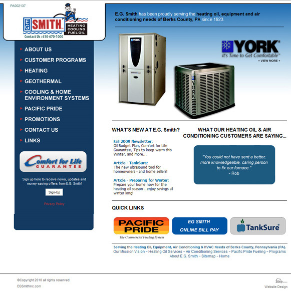EG Smith Heating Oil Company - Oil & Gas company website design
