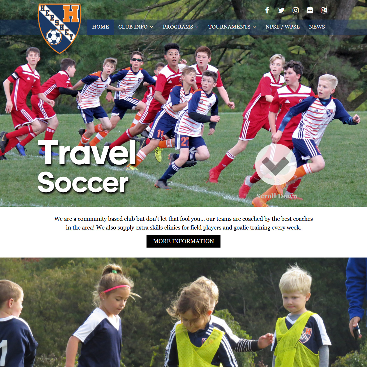 Hershey Soccer Club - soccer club website design