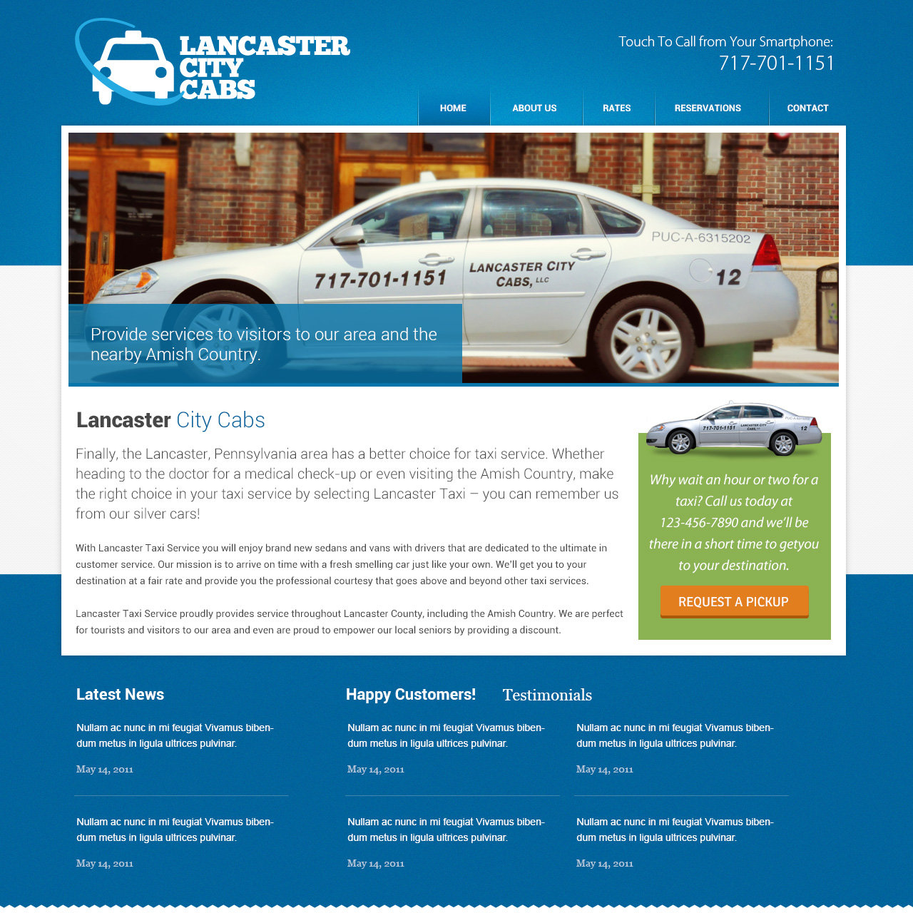 Lancaster City Cabs - cad company website design