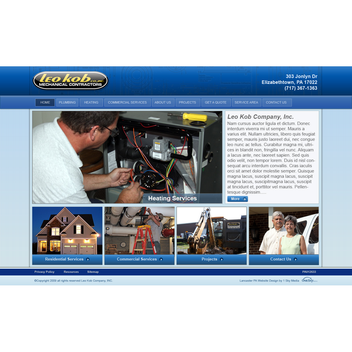 Leo Kob Mechanical Contractors - mechanical contractors website design
