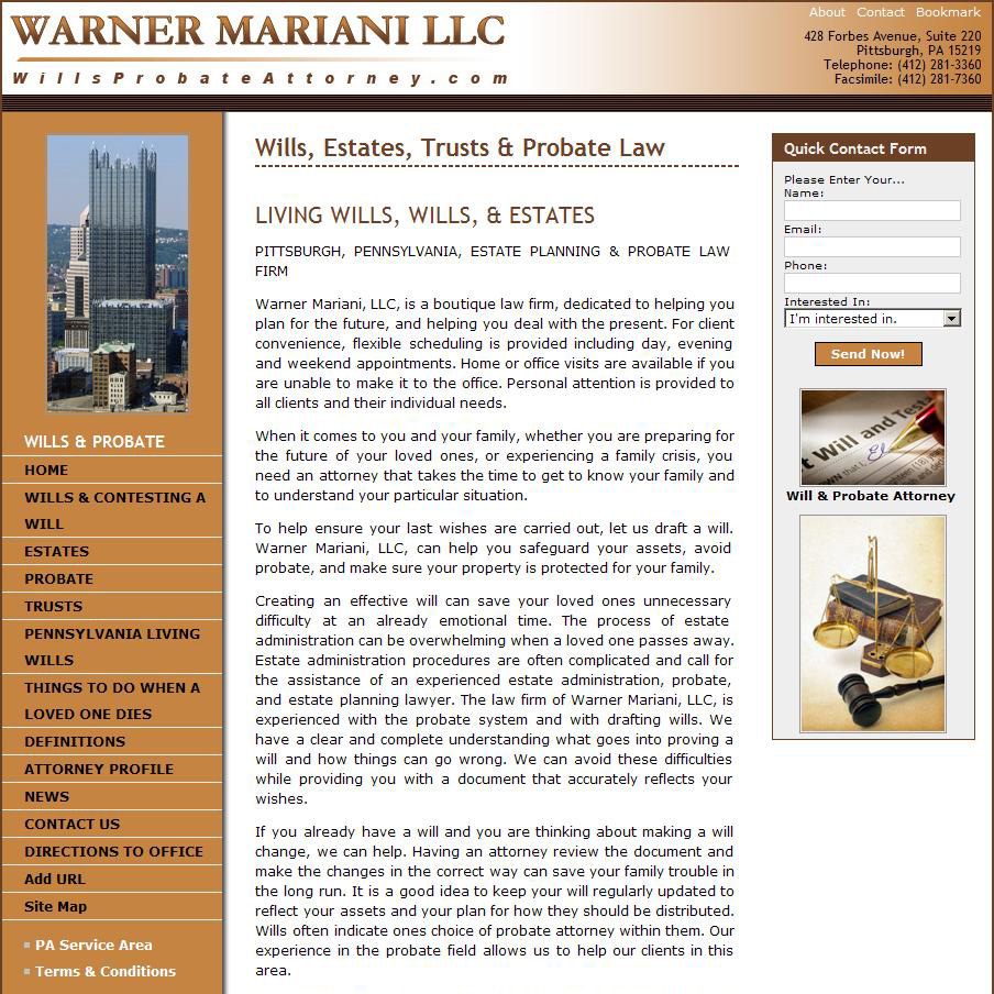 Wills Probate Attorneys - attorney website design