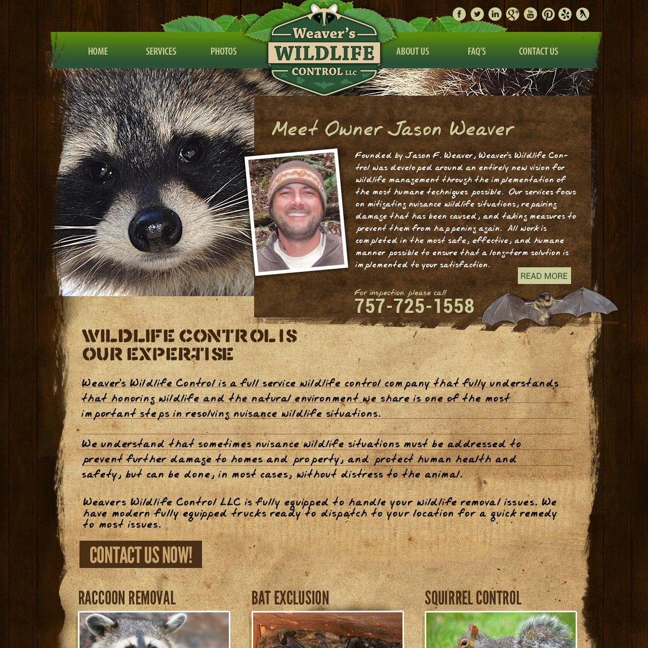 Weaver Wildlife Control - pest elimination website design