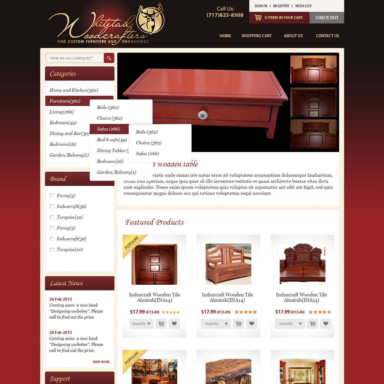 Whitetail Woodcrafters -  woodworking eccomerce website design