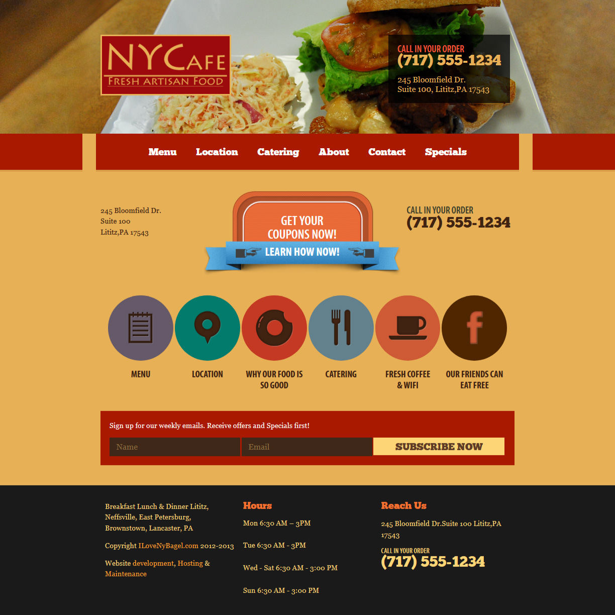 NY Café - coffee shop website design