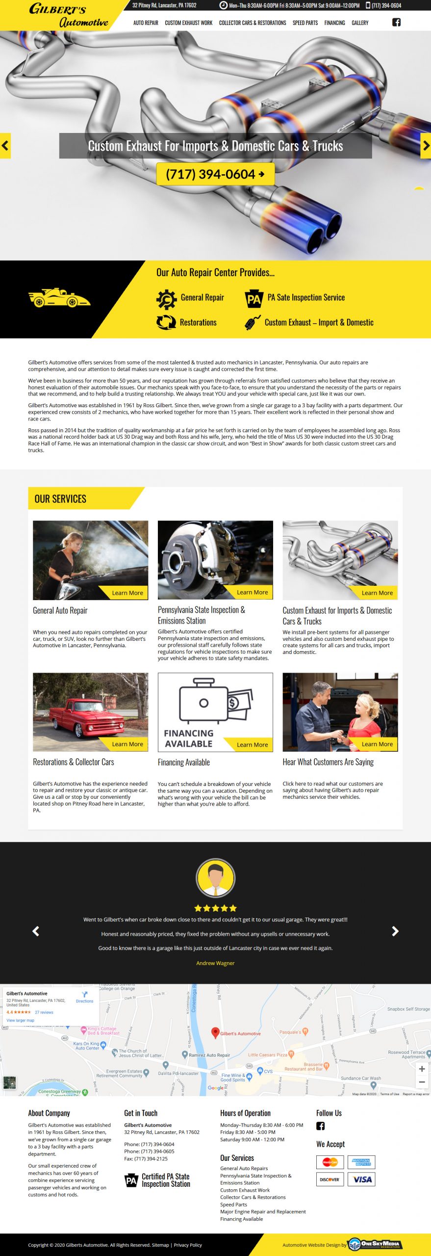 Gilberts Automobile Auto Repair Center Website Design
