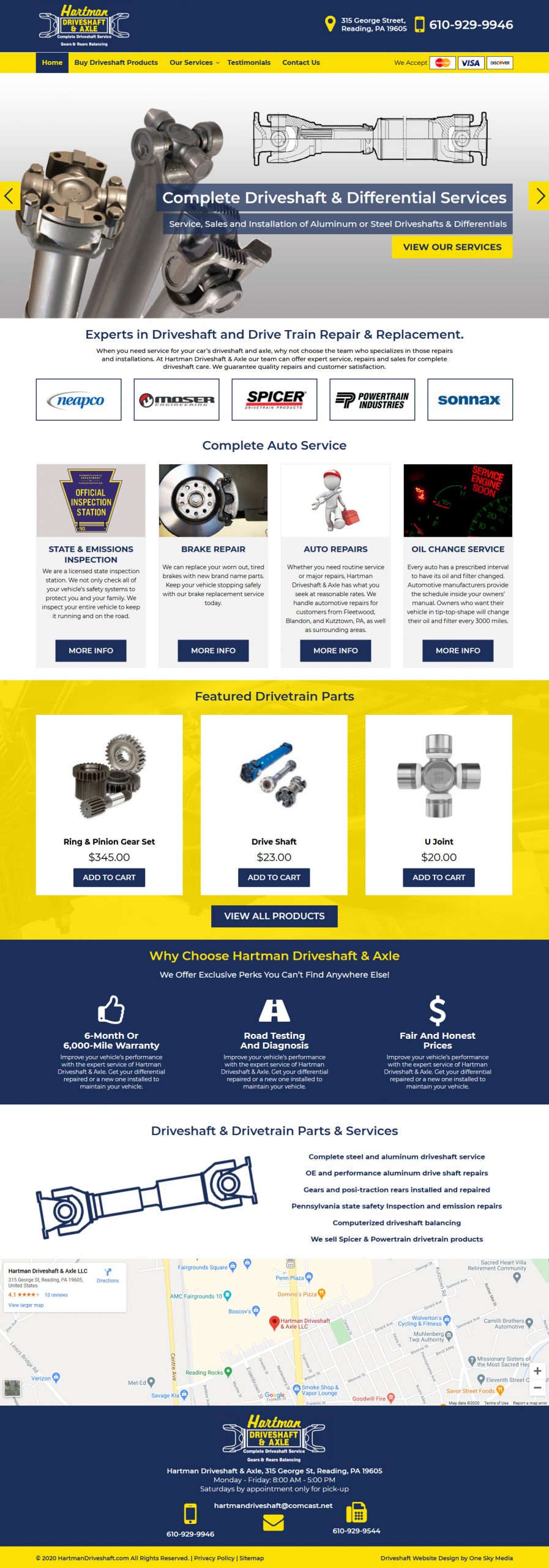 Hartman Driveshaft & Axle Website Design