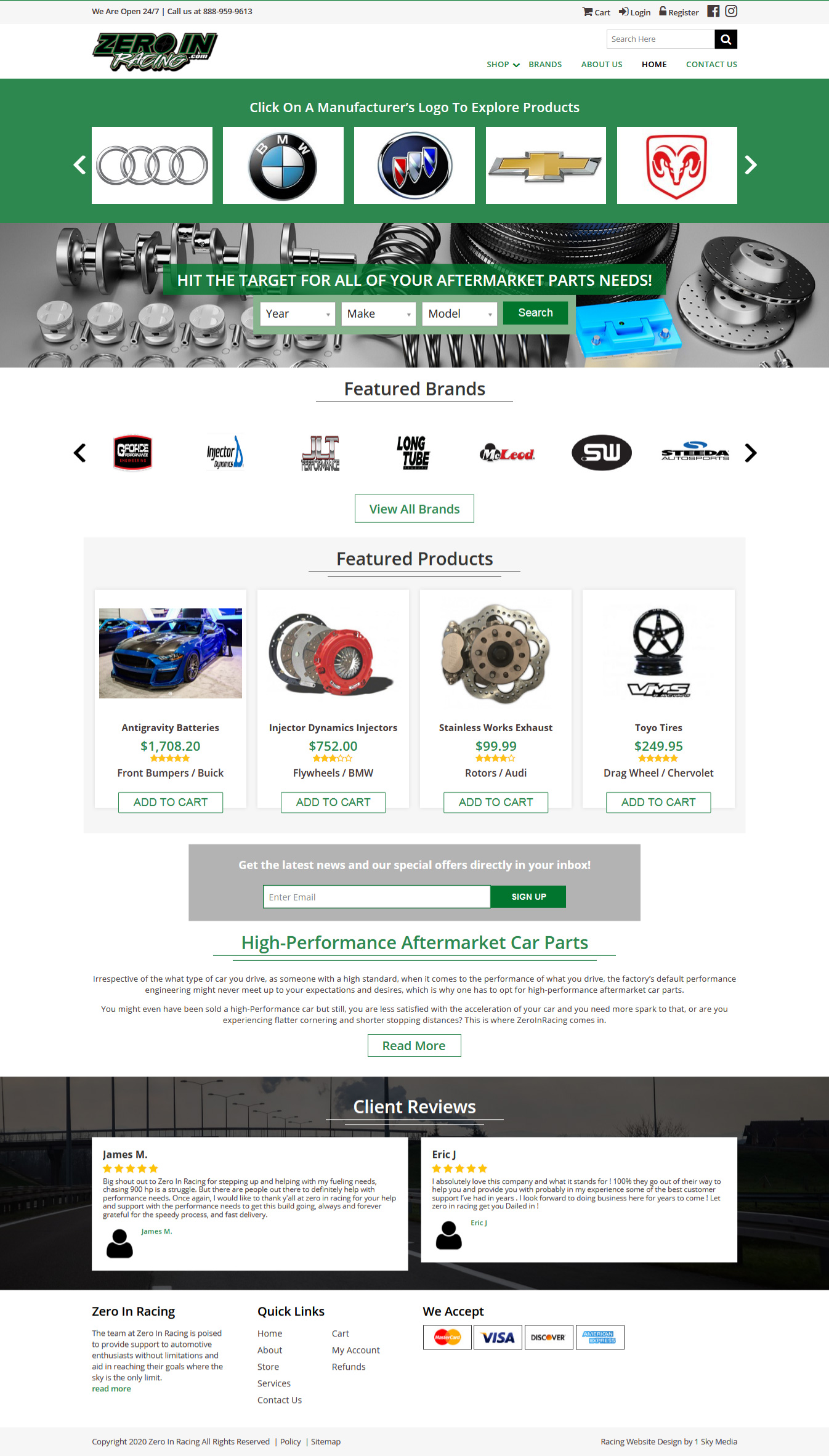 Zero In Racing Website Design