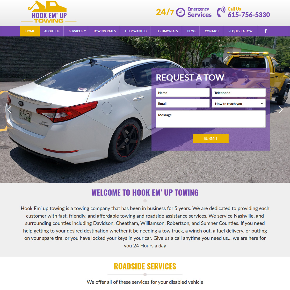 HookEmUp Towing Website Design