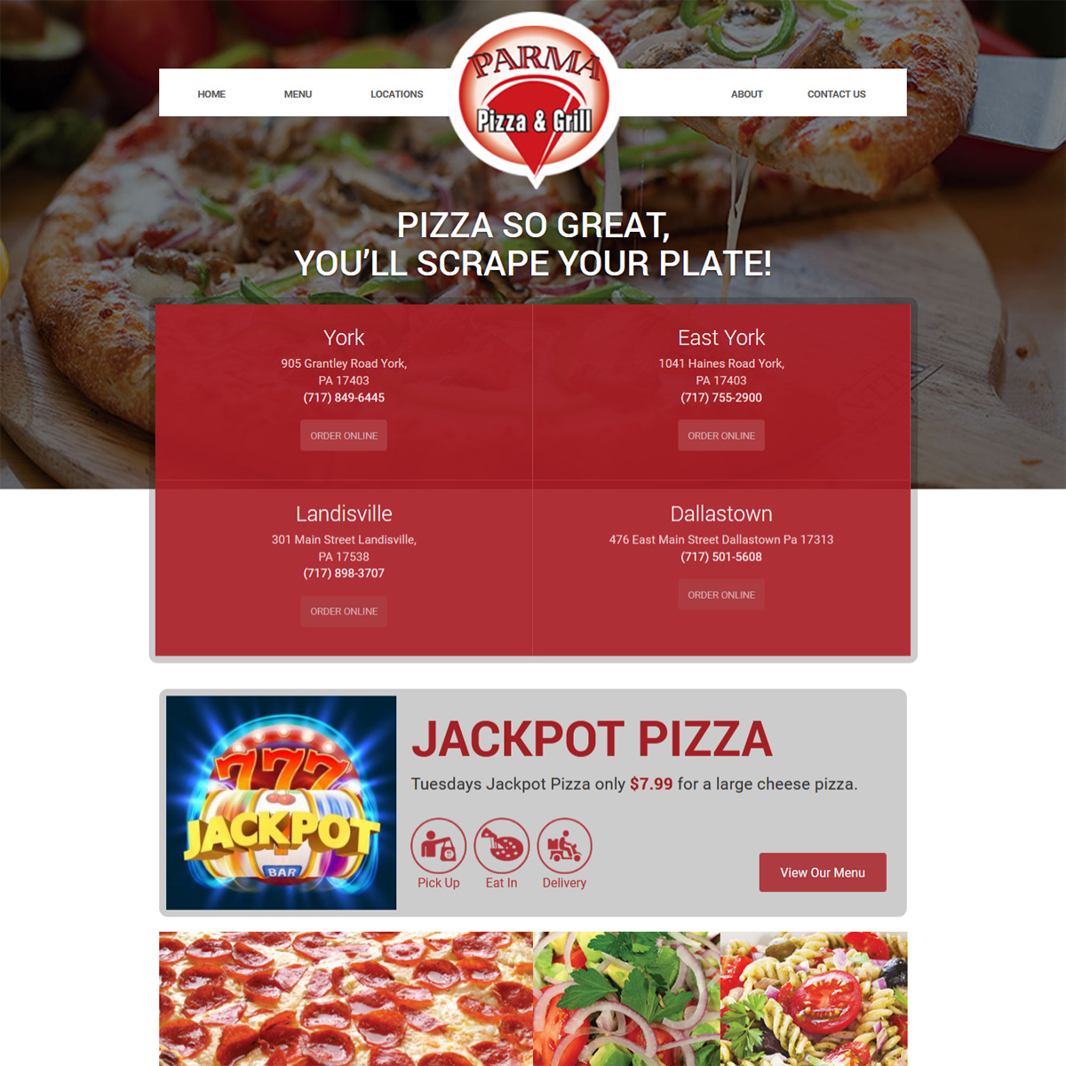 Parma Pizza & Grill pizzeria website design