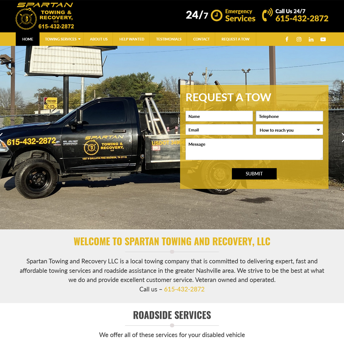Spartan Towing and Recovery Website Design