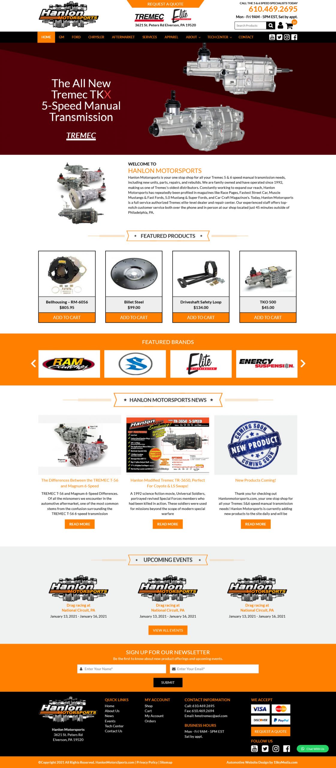Hanlon Motorsports Website Design