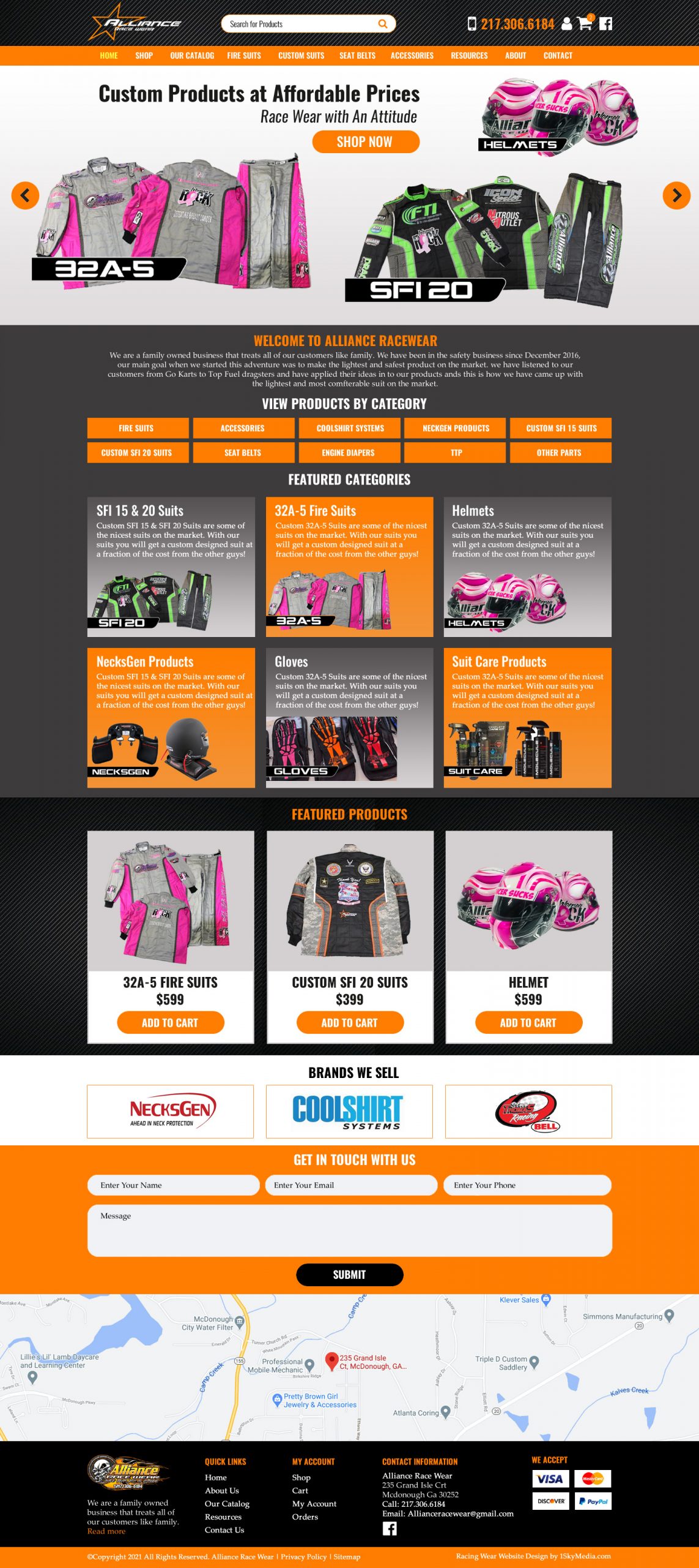 Alliance Racewear & Safety Equipment Website Design