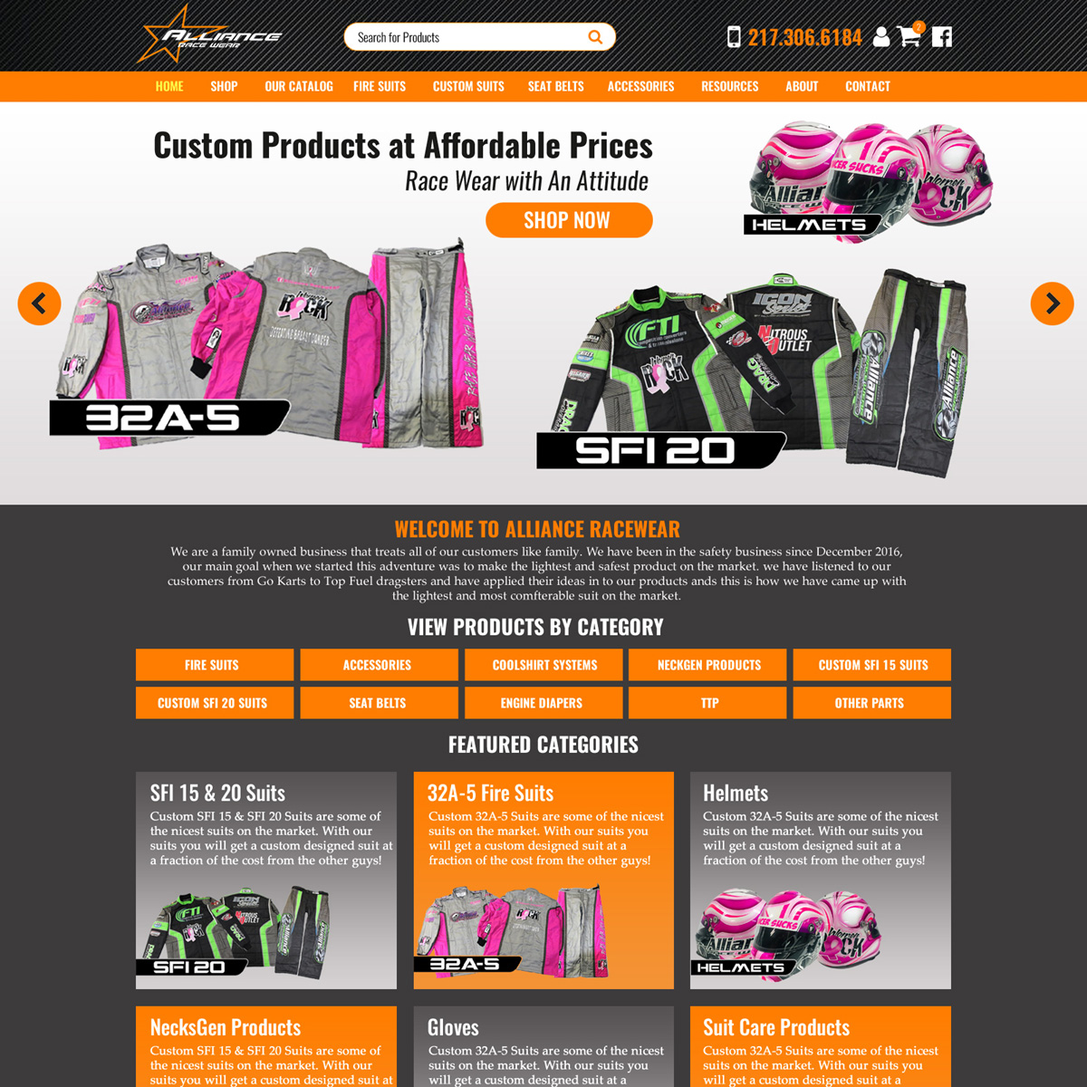 Alliance Racewear & Safety Equipment Website Design