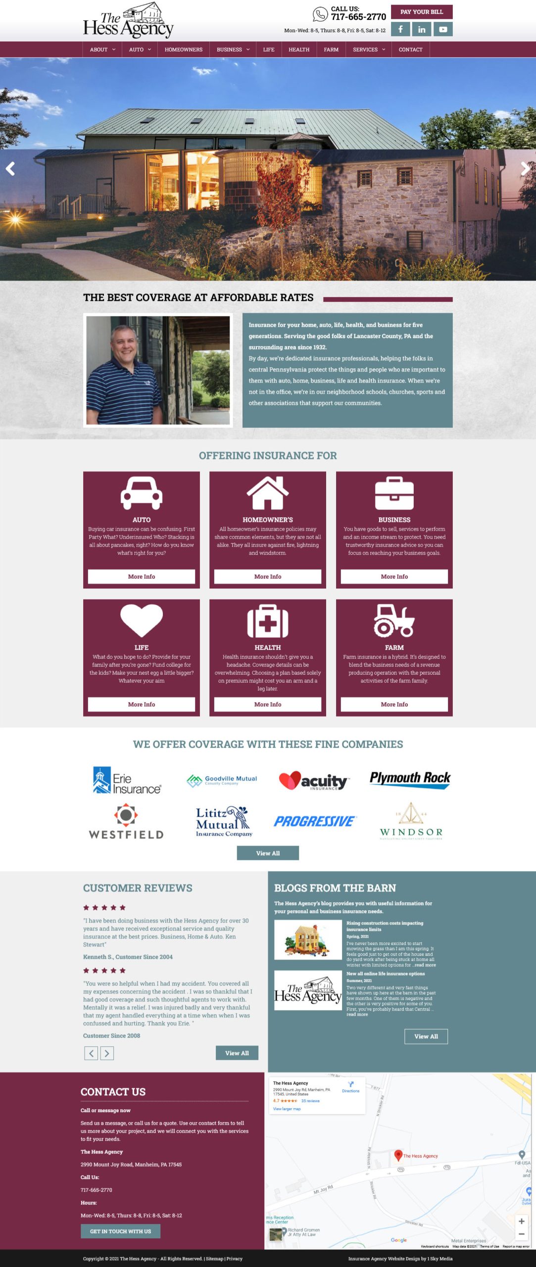 The Hess Insurance Agency WordPress Website Website Design