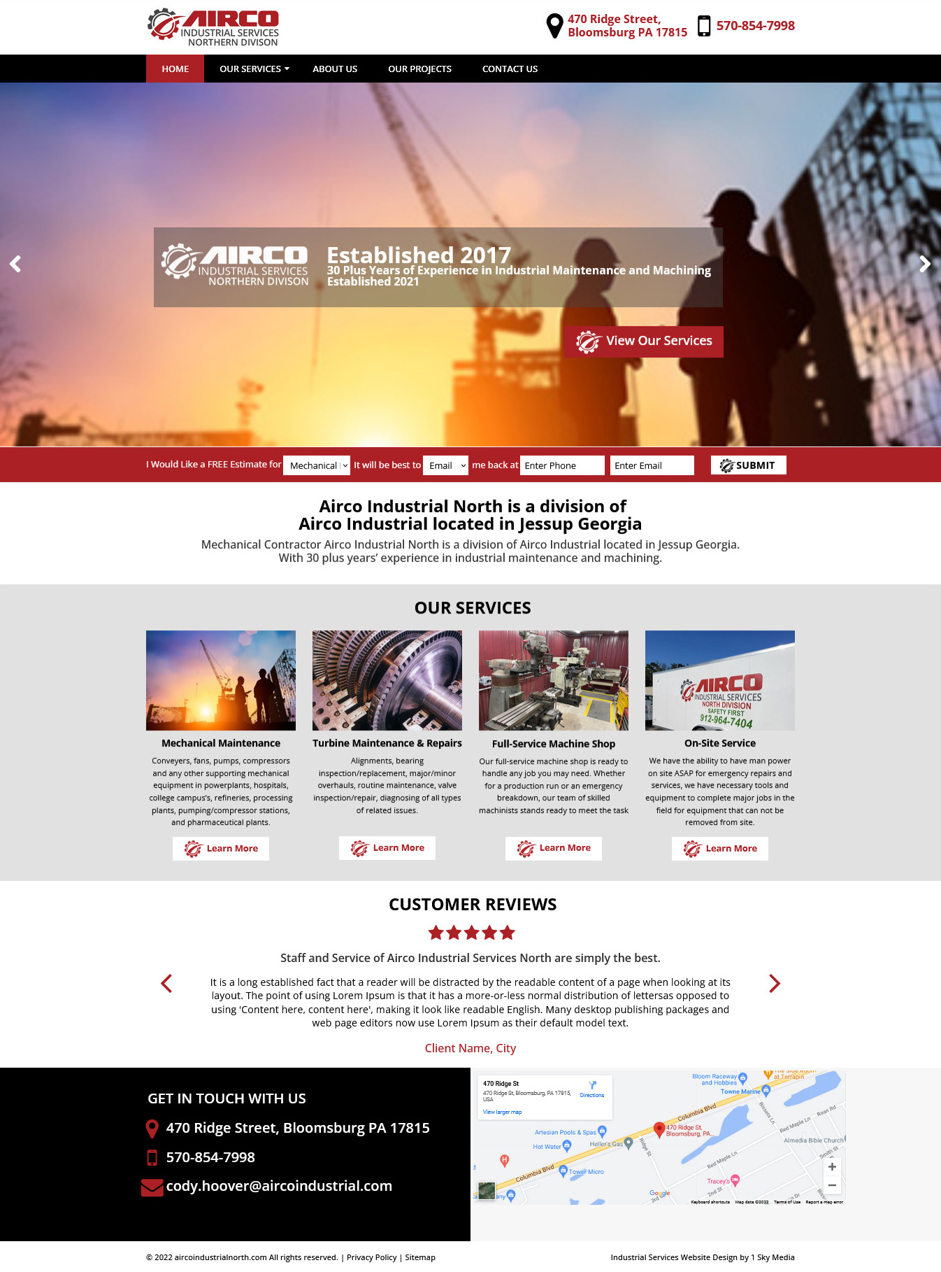 Airco Industrial Services North Divison Website Design
