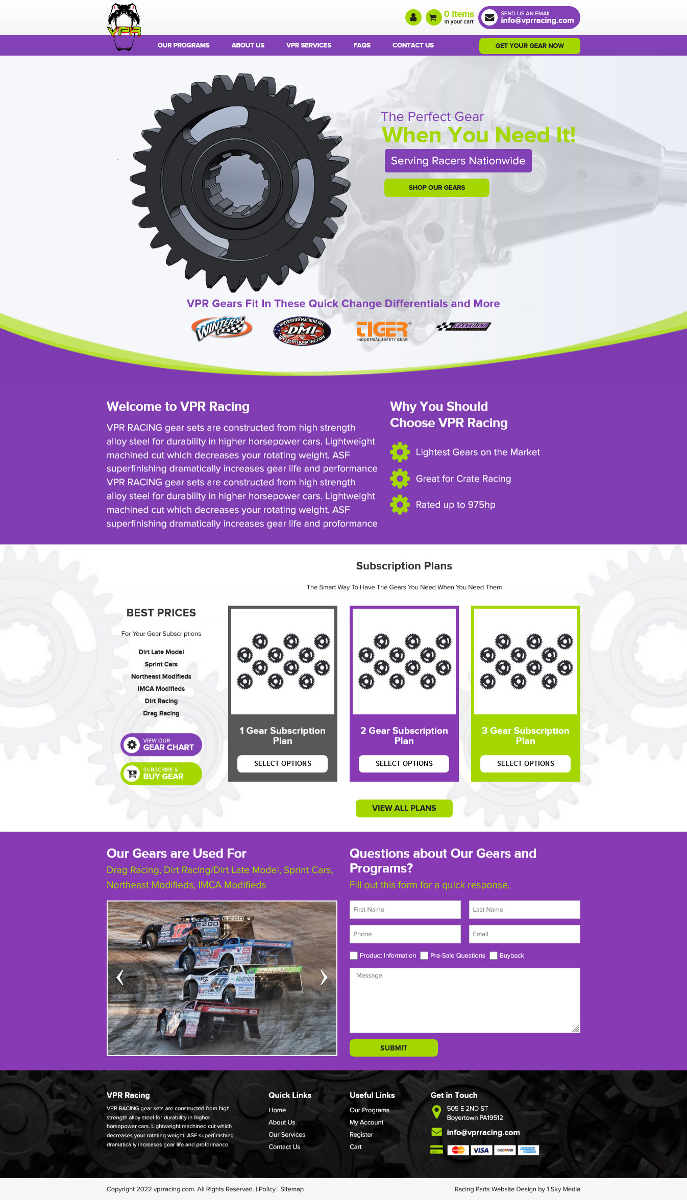 VPR Racing Website Design