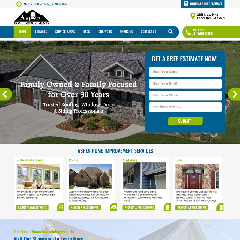 Aspen Home Improvements Website Design