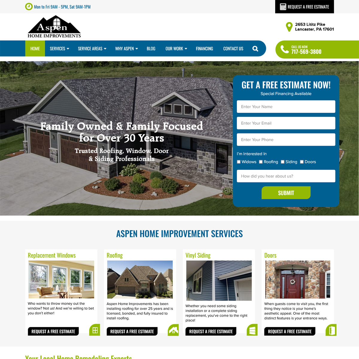 Aspen Home Improvements Website Design