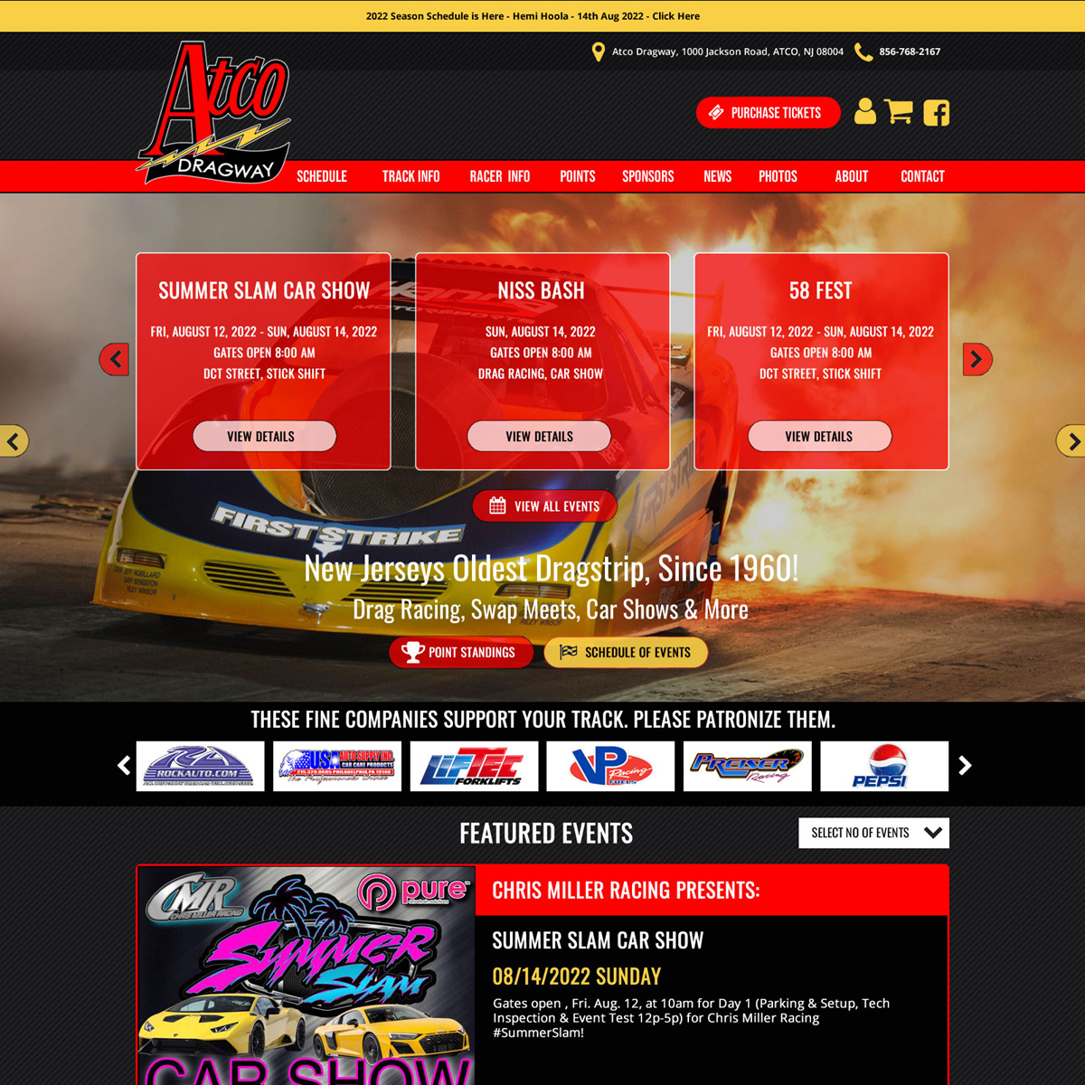 ATCO Dragway Website Design