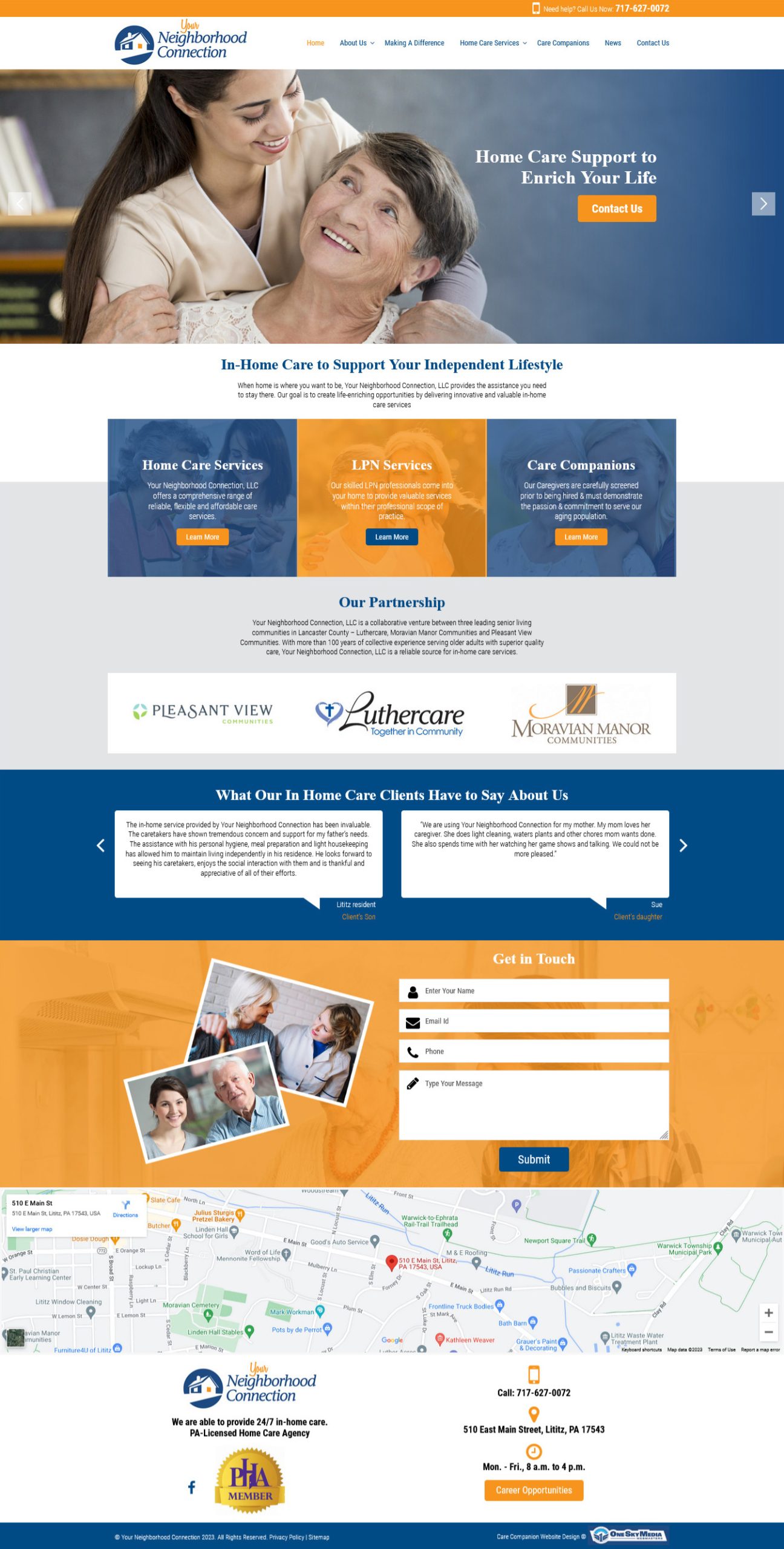 Your Neighborhood Connection In-Home Care Website Design