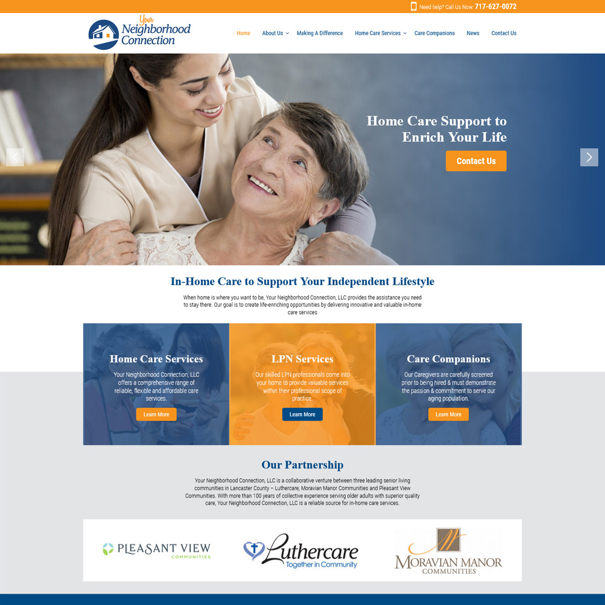 Your Neighborhood Connection In-Home Care Website Design